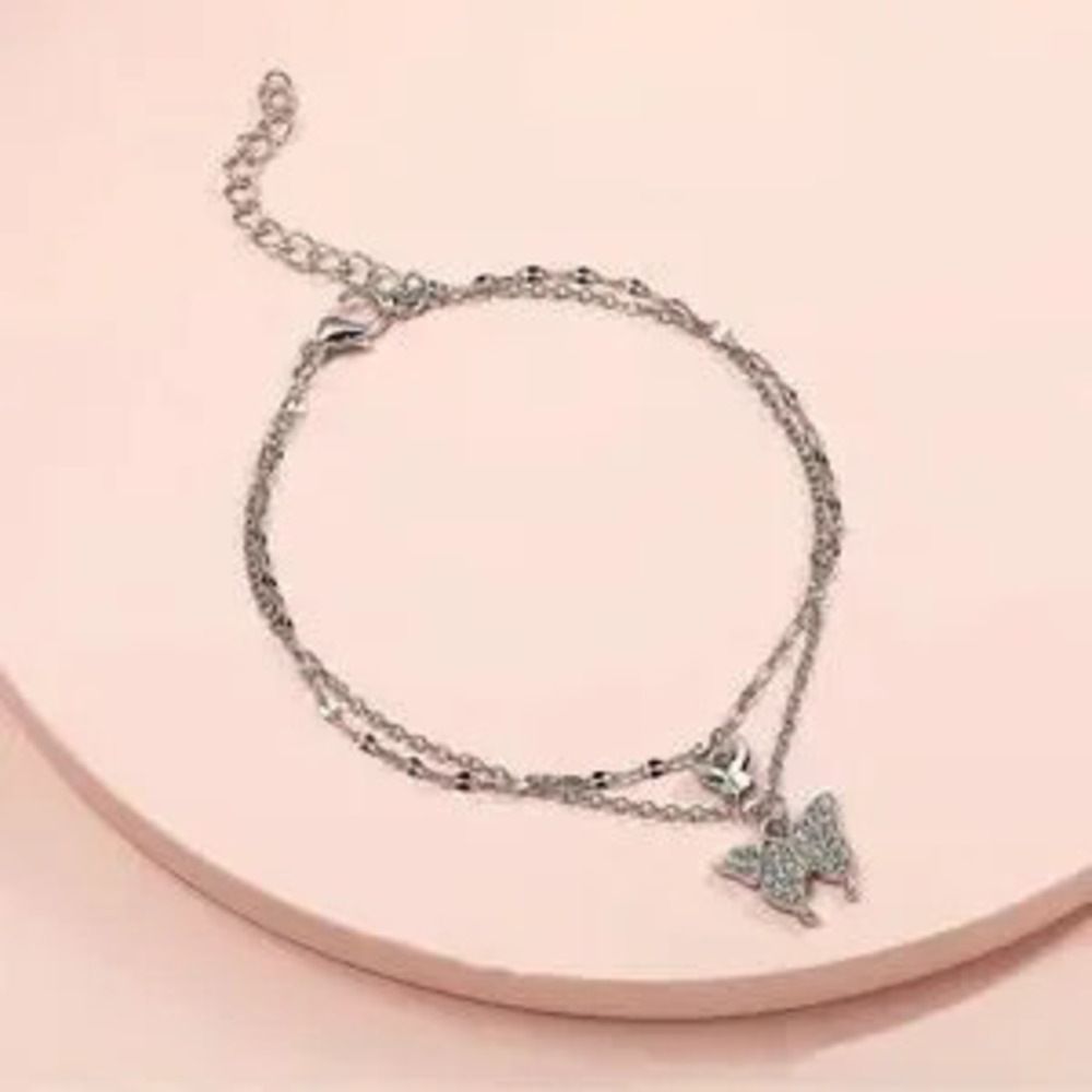 Beautiful Butterfly?Silver?Anklet - Picture 3 of 3